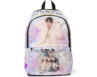 K-Pop Inspired Unisex Fabric Backpack, Perfect for Fans, Cute School Bag, Travel Backpack, Birthday Gift for Teens, Festive Accessories