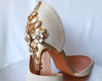 Ivory Sparkling Glitter Wedding Shoes - Glamorous Footwear for the Bride or Bridesmaid