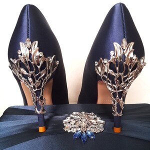navy blue satin shoes