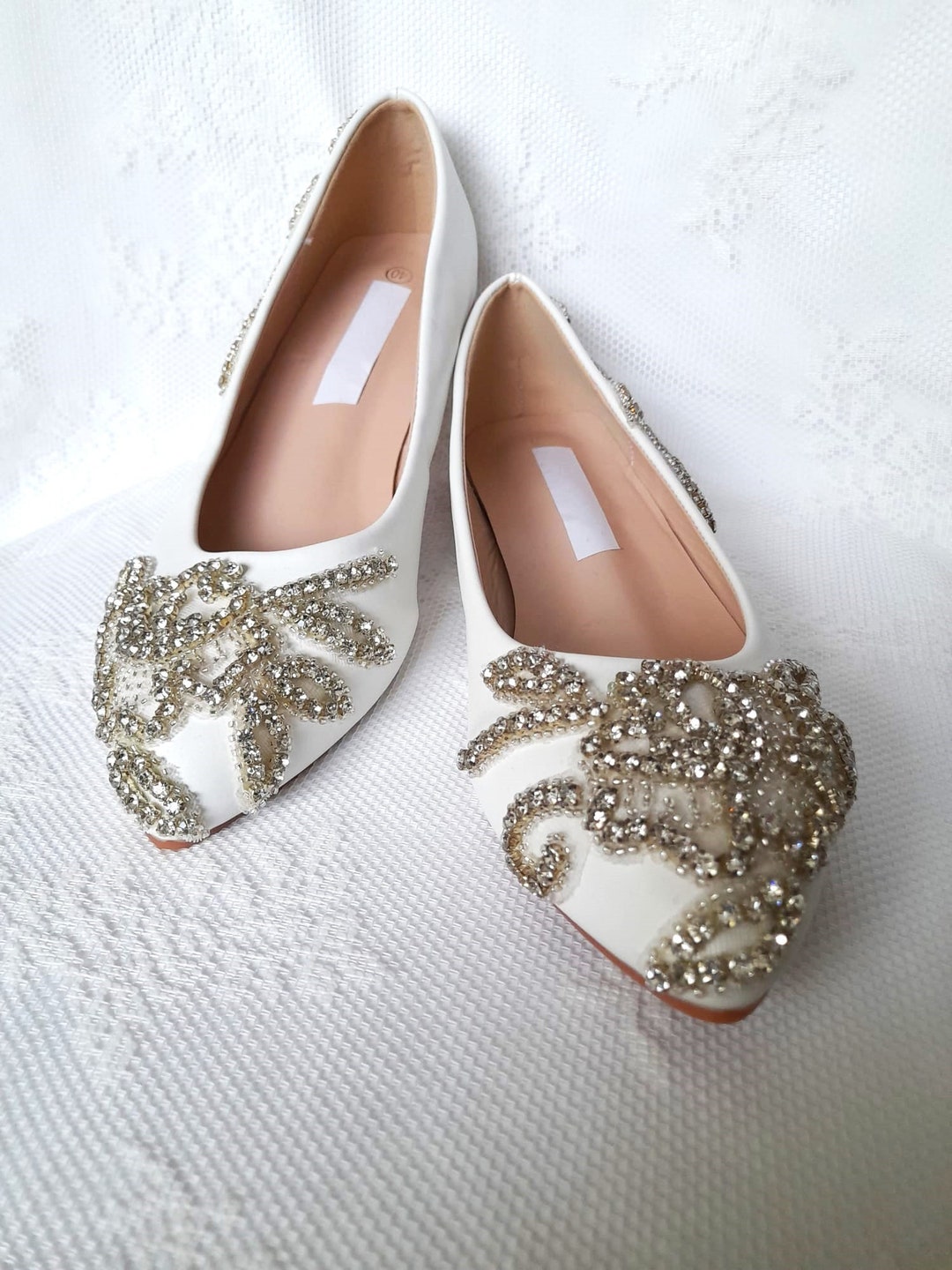 womens white wedding flats