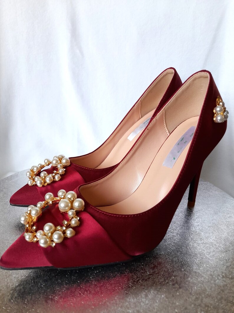 red satin wedding shoes