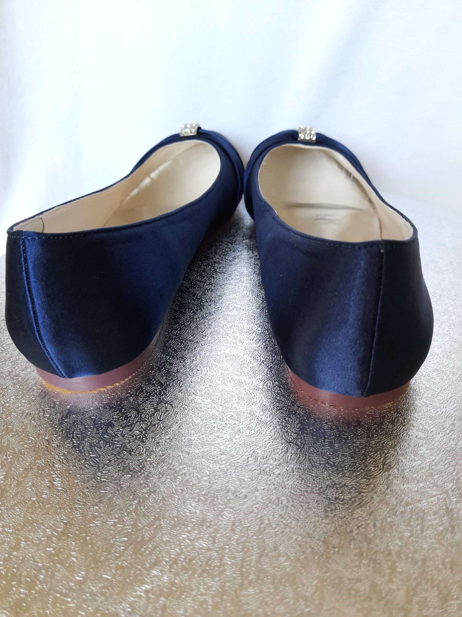 navy blue lace flats