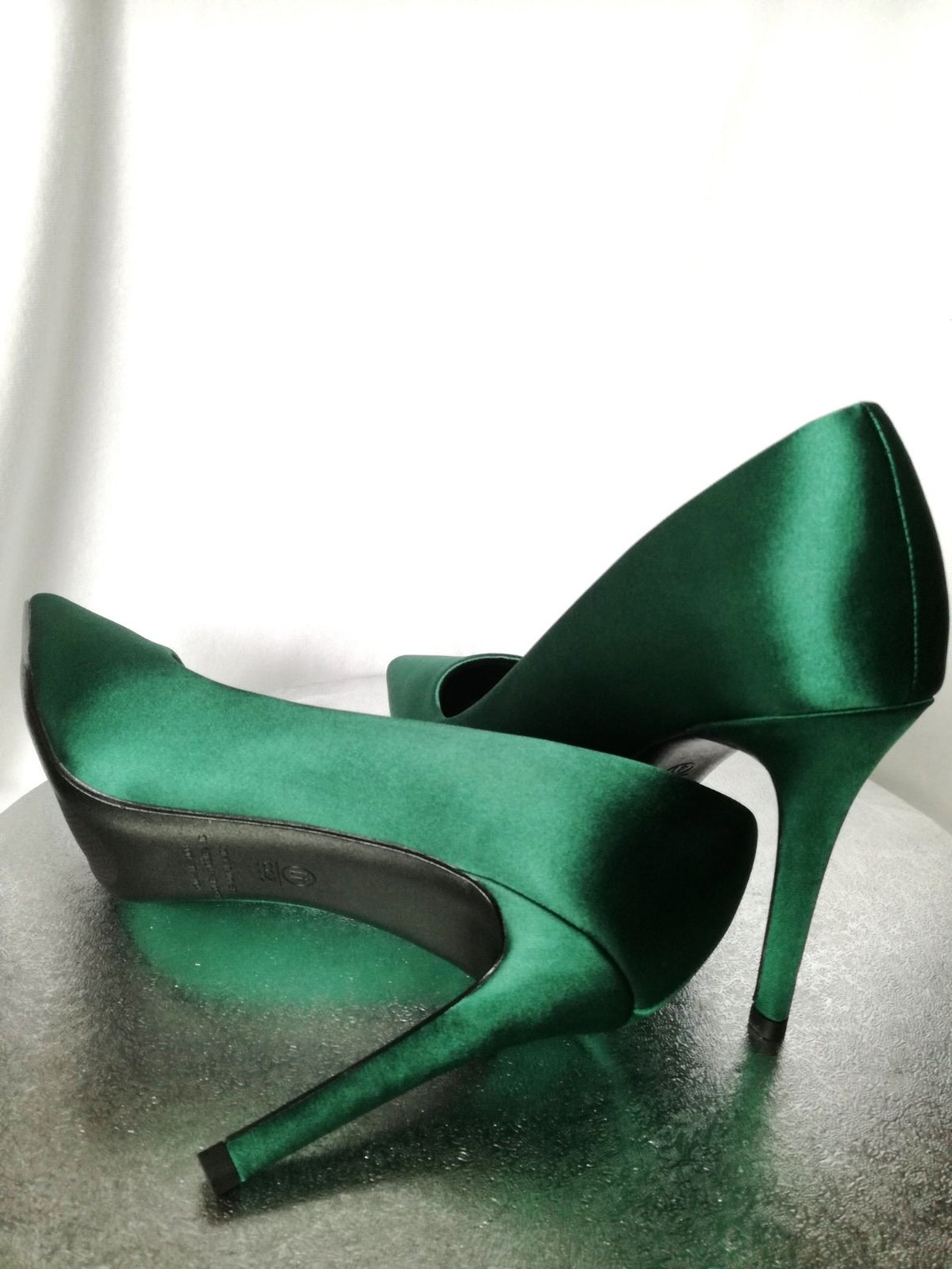 Emerald Green Satin Shoes for Bride or Bridesmaid big Sizes Available ...