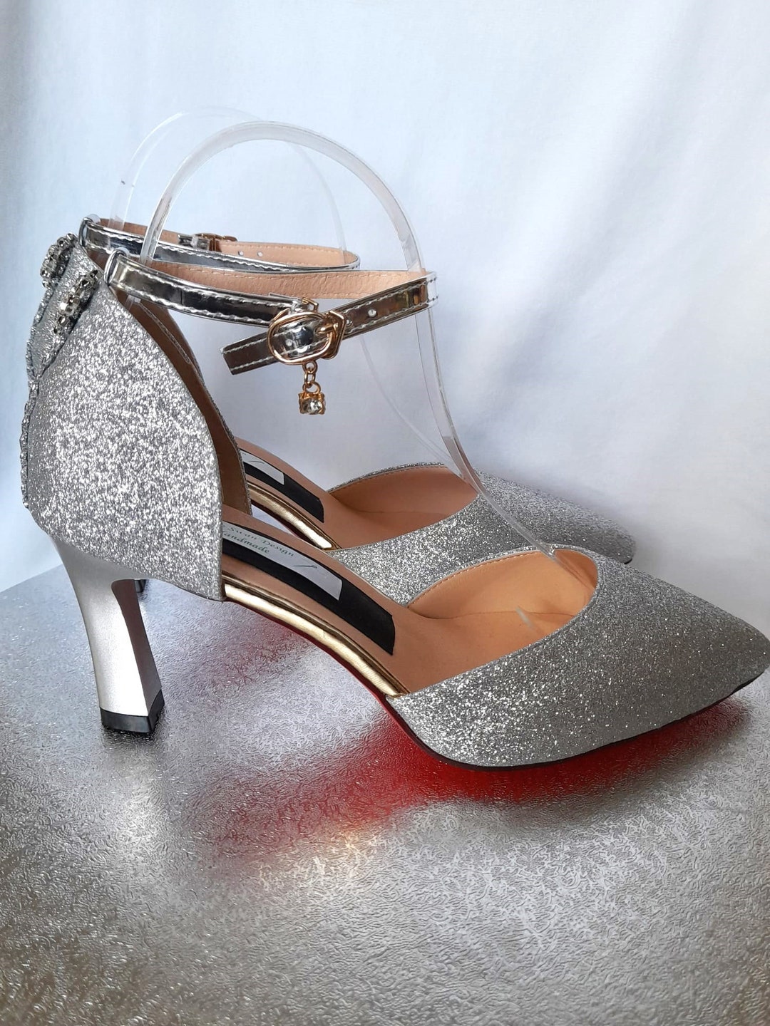 Stunning Silver Glitter Bridal Shoes Perfect for the Bride Etsy UK