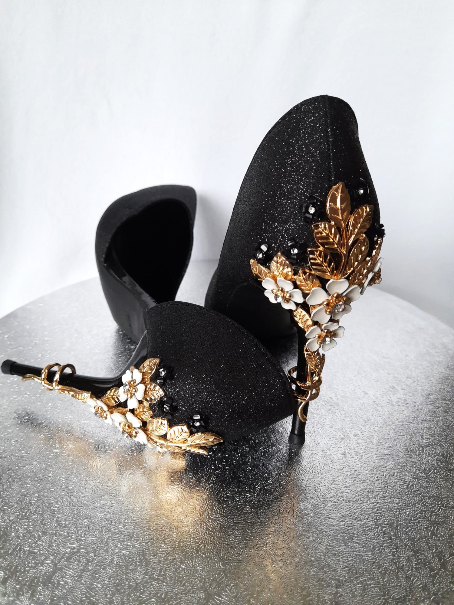 Nicely Pad Lock Chain Strap High Heels Metal Toe Tip Shoes Black | eBay