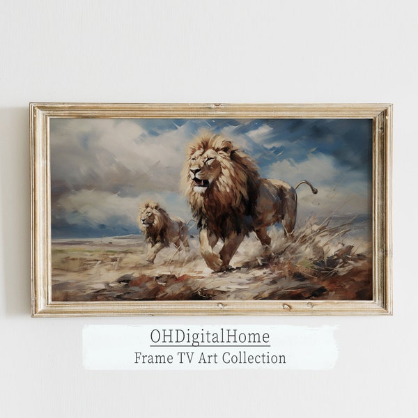 Samsung Frame TV Art of Vintage Lion Pack Painting | Wild Life Collection | Vintage Animals Oil Painting | SFWLC3