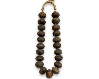 African Clay Spindle Whorl Beads | Vintage| Handmade in Mali