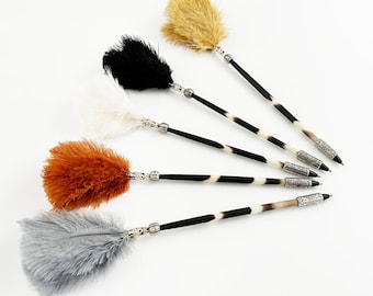 Porcupine Quill Pen with Ostrich Feathers | Sustainably Made in Africa