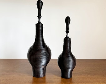 Handcrafted Ebony Wood Vessel | Ruo Style Table Decor