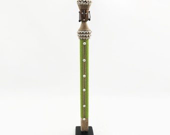 Tall Lime Green Namji Doll with Cowrie Shells - Handmade in Cameroon - Assorted Sizes