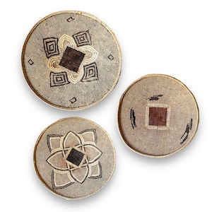 Cesta de aventar tejida a mano de la meseta / Cestas de pared africanas / Auténticas y hechas a mano