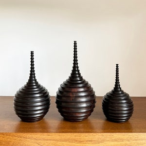 African Ebony Wood Vessel | Handcrafted by Mozambican Artisans | Pungwe Style | Stunning Tabletop Decor