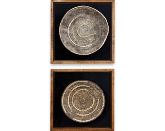 Vintage Makenge Basket Wall Art on Maple Wood Frame – Handmade African Decor