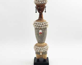 Silver Namji Doll with Cowrie Shells - Handmade in Cameroon - 17 Inches