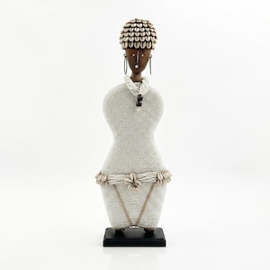 White Namji Dolls with Cowrie Shells- Handmade in Cameroon - Assorted Sizes
