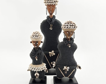 Black Namji Dolls with Cowrie Shells- Handmade in Cameroon - Assorted Sizes