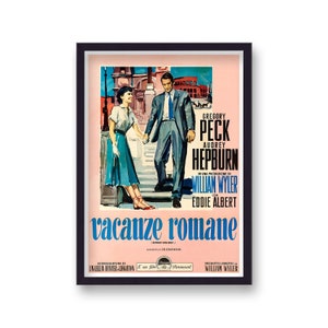 Póster de película italiana vintage de vacaciones romanas