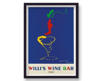Vintage Music Print Willi's Wine Bar Paris v1