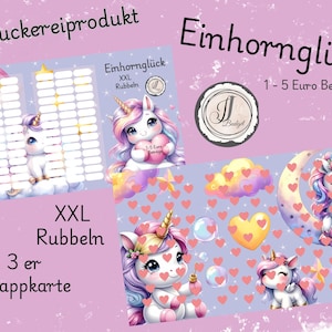 XXL Rubbeln - Einhornglück  - 3 er Klappkarte aus der Druckerei