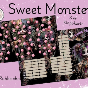 XXL Rubbeln - Sweet Monster - 3 er Klappkarte aus der Druckerei