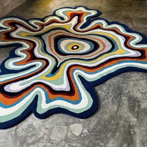 handmade Irregular Shape Soft Wool Modern Style Luxury Handmade Hand Tufted Rug New Zealand Wool Carpet Color Multi