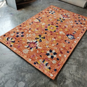 Flooring Art Handmade Pure Woolen Loop Pile Textured Yarn Persian Design Carpet for Living Room Size 6x9 Color Multi