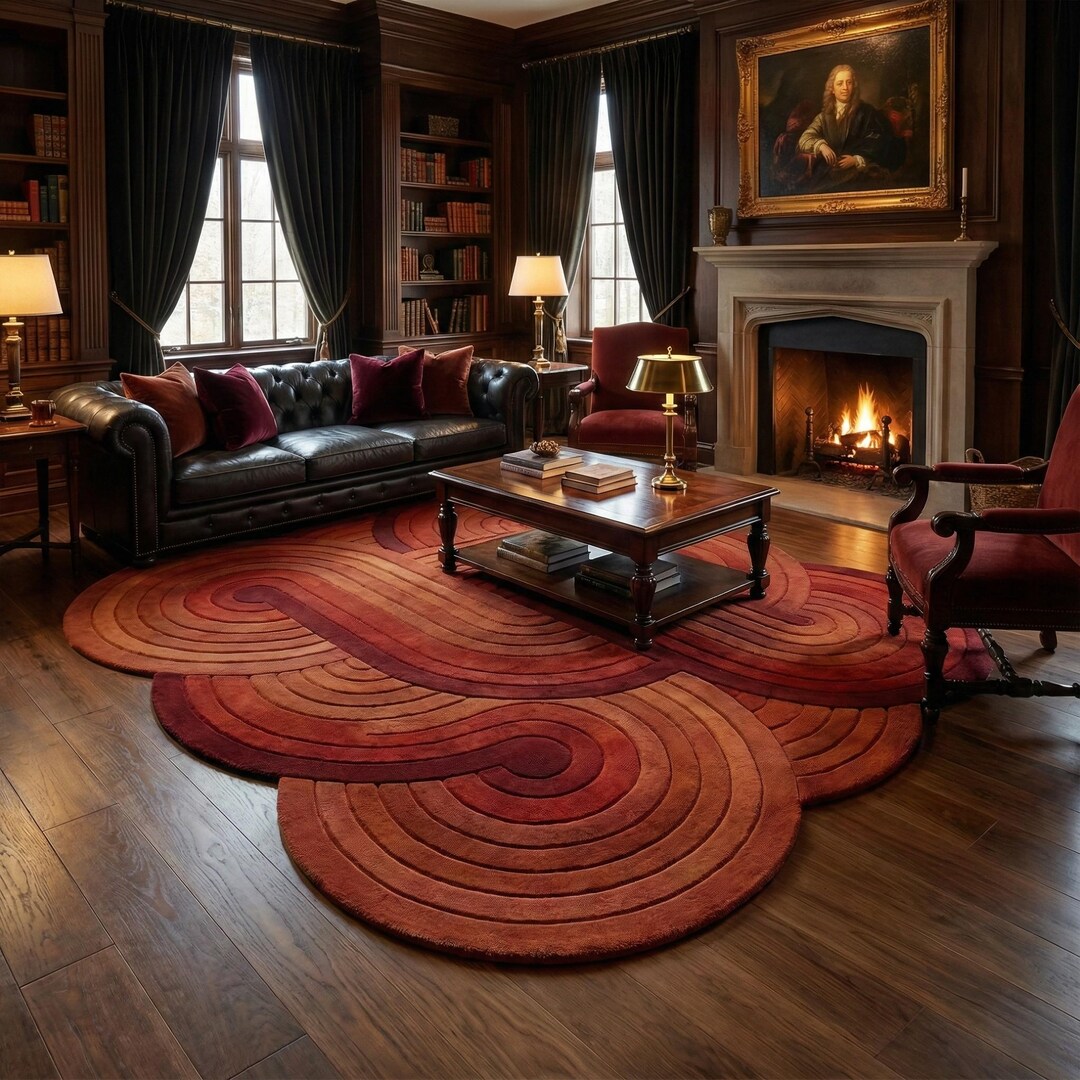 Ruby Red Area Rugs Red Color Burst Area Rug - Large Retro Hand-tufted Wool Rug | Abstract ...