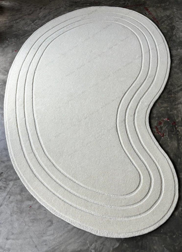 Modern Abstract Bean Shaped Rug | Sculpted Irregular Kidney Shape ...