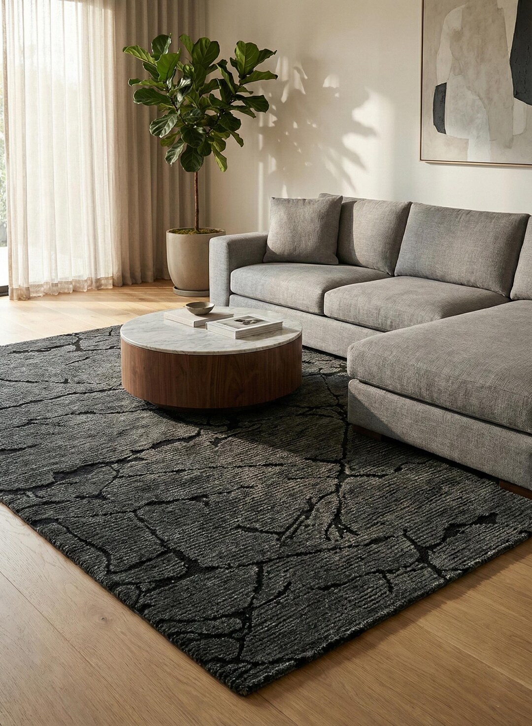 Creak Pattern Rug Hand-tufted Wool Rug, Crack Pattern, Modern Ivory and Grey - Etsy