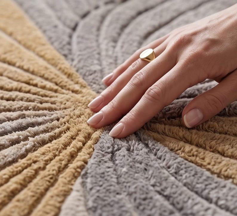 Hand Tufted Wool Area Rug – Abstract Neutral Beige Grey Cream Carpet ...