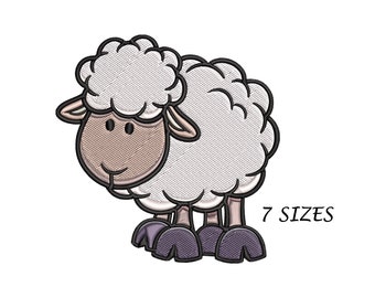 Motif de broderie mouton couleur pour Machine, fichiers numériques, Multi Format en 7 tailles.