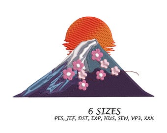富士山の刺繍パターン：日本の風景画（PDFデジタルチュートリアル