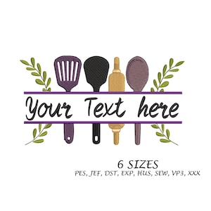 Geteilte Küche Accessoires Stickerei, Design in 6 Größen, digitale Datei, Instant Download, Maschinendatei, Multi Formate