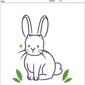 Pu&ograve; includere: Un disegno in bianco e nero di un coniglio seduto con le orecchie dritte e una scintilla sopra la testa. Ci sono due foglie verdi su entrambi i lati del coniglio. Il testo *LAPIN 6X 6.75* &egrave; nella parte superiore dell'immagine. Il testo lapin 6x 6.75 &egrave; sotto l'immagine. Il testo Lovely Points Studio &egrave; nell'angolo in alto a destra dell'immagine.