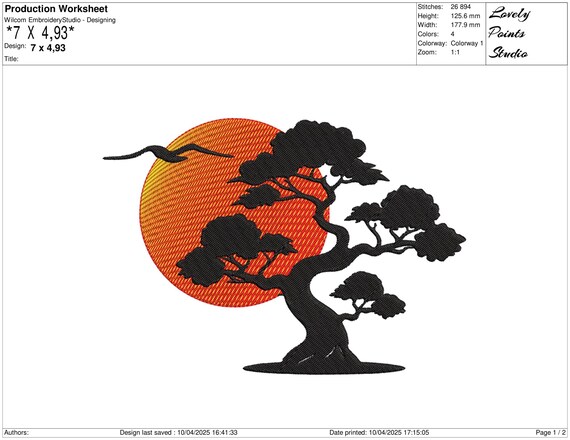 Bonsai Baum Stickmuster: Sonne und Vogel, Asiatisch, Kunst (Digitale Datei,  6 Gren) - Etsy sterreich