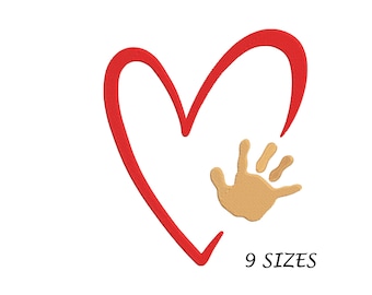 Baby Hand in Heart Embroidery Design: Newborn Gift (Digital File, 9 Sizes)