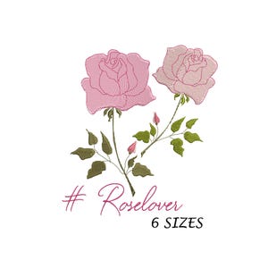 Roses Embroidery Design: #Roselover, 6 Sizes (Digital File)
