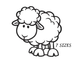 Sheep Outline Embroidery Design for Machine, Digital File , Multi Formats in  7 Sizes