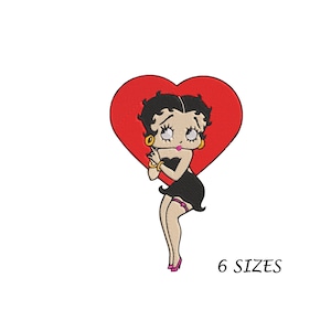 Betty Boop in Heart  Embroidery Design for Machine in 6 Sizes and  Multi Formats, Instant Download, Digital File, Machine Embroidery Design