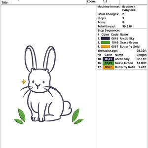 Bunny Outline Embroidery Design for Machine, 8 Sizes , Instant Download ...
