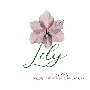 Lily Flower Embroidery Design: 7 Sizes, Machine Embroidery File (Instant Download)
