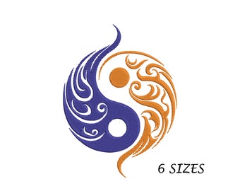 Diseño de bordado ornamental Yin Yang para máquina en 6 tamaños, archivo digital multiformato, descarga instantánea, diseño de bordado Yin Yang