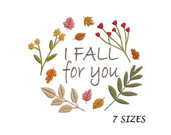 Borduurontwerp herfstbloemen: herfstbladeren decor (7 maten, meerdere formaten)