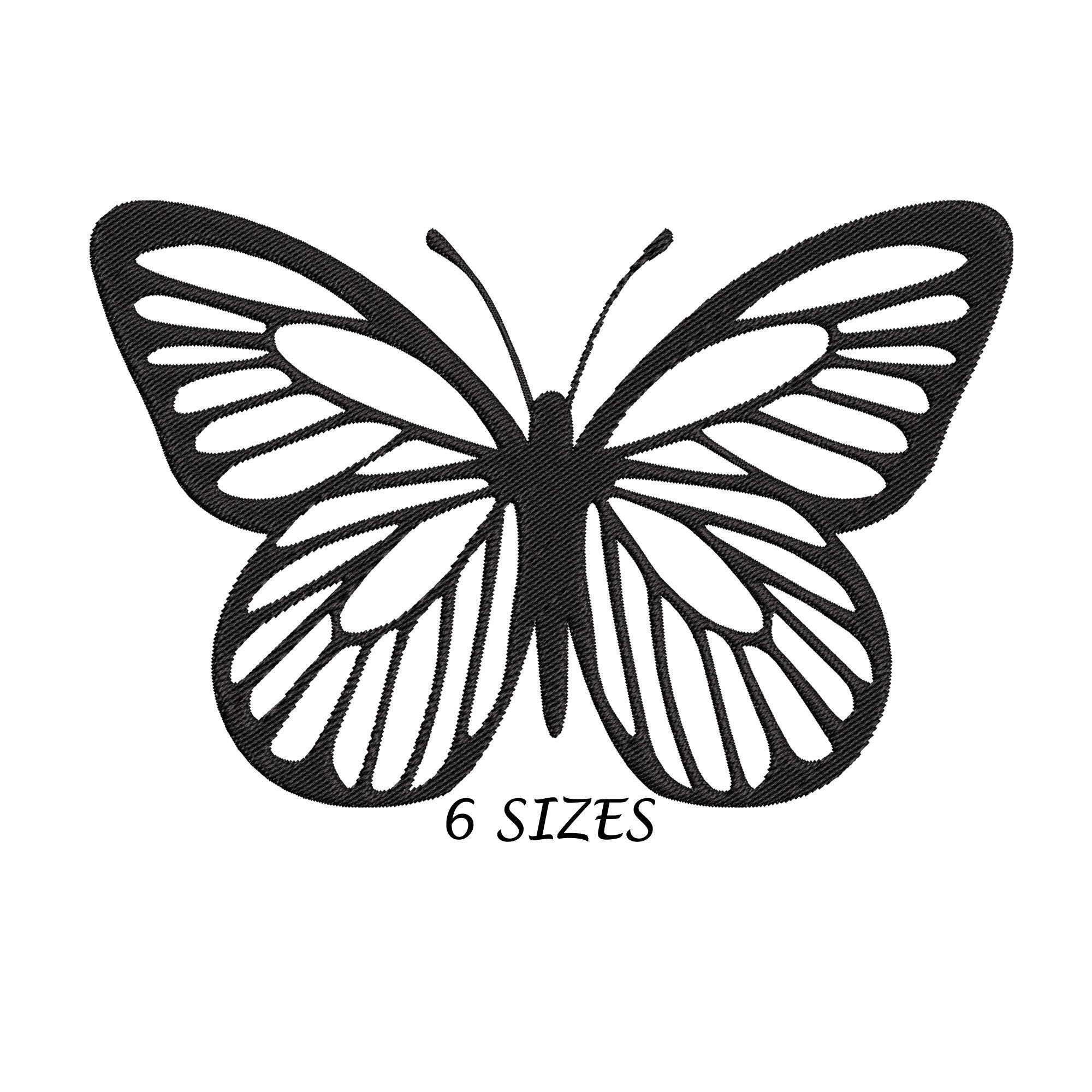 Butterfly Outline Butterfly Embroidery Design for Machine, available in 6 sizes and Multiformats, Instant Download, Digital File,