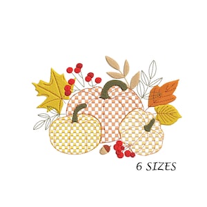 Autumn Fall Pumpkins Decor Embroidery Design for Machine, 6 Sizes Multi Formats Digital File, Instant Download, Machine Embroidery Design