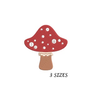 Red and White Mushroom Embroidery Design for Machine, Digital File, Multi Formats , 3 sizes