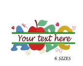 Split Alphabet Apple Embroidery Design: School Inspiration (Digital File, 6 Sizes)