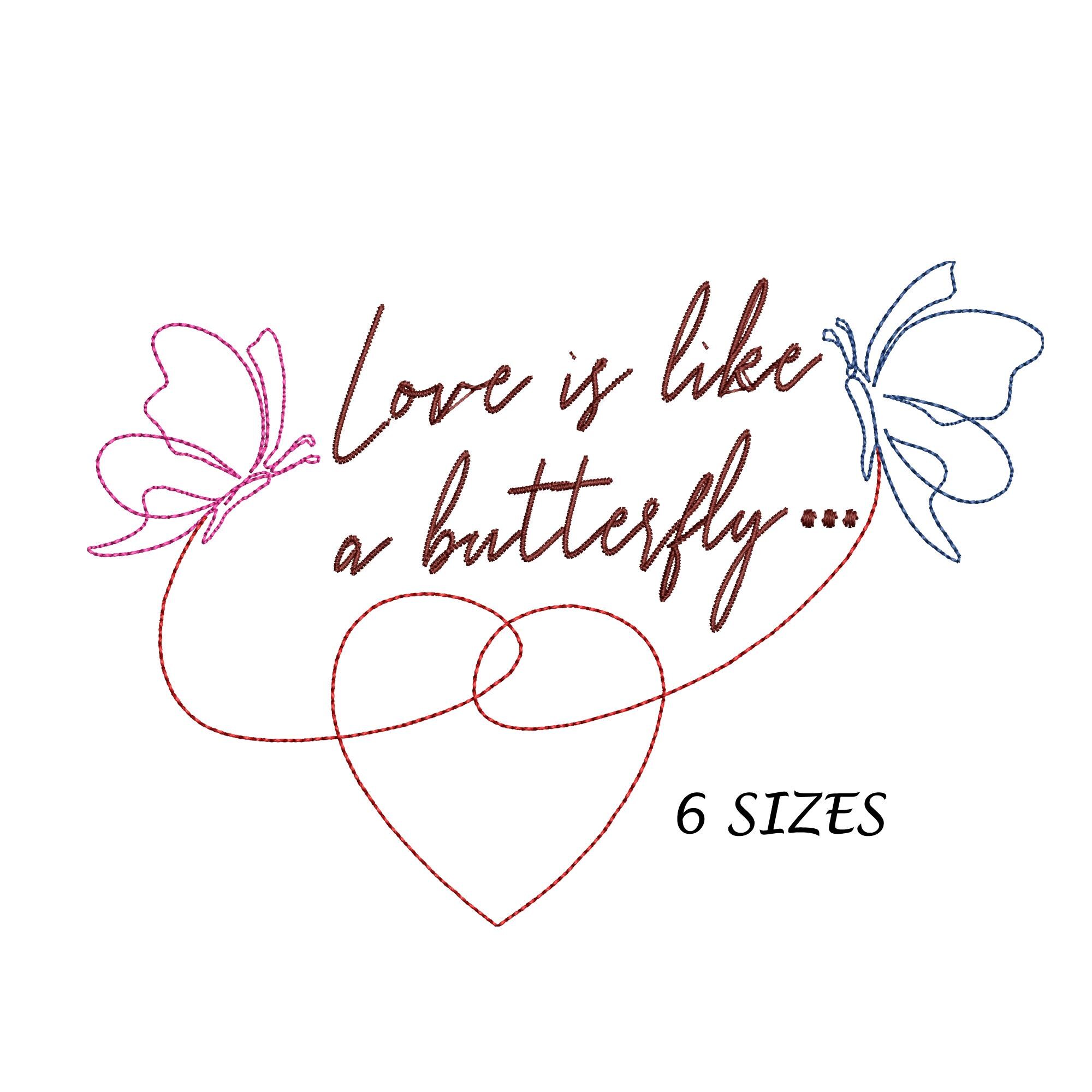 Butterfly Heart Line Art Embroidery Design: 6 Sizes (digital File) - Etsy