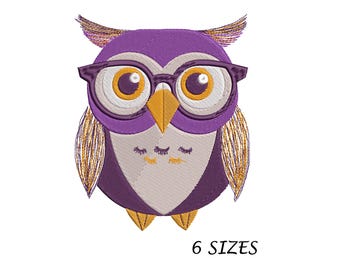 Owl Glasses On Embroidery Design, 6 Sizes Digital File, Machine  Embroidery Design, Instant Download, Cute Owl Digital Embroidery Design,