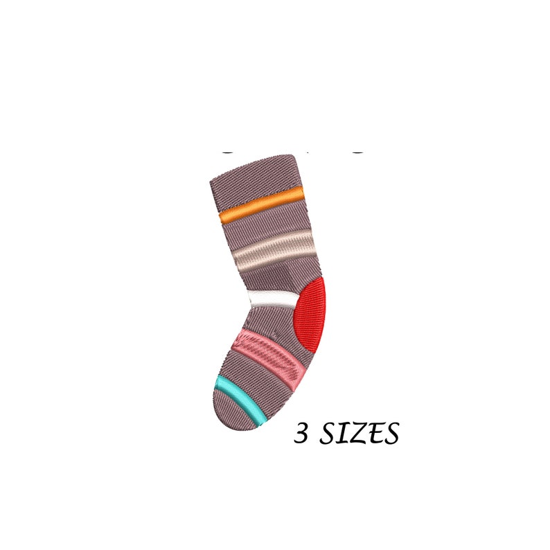 Striped Sock Embroidery Design, Machine Embroidery Design , Digital File , Multi Formats, 3